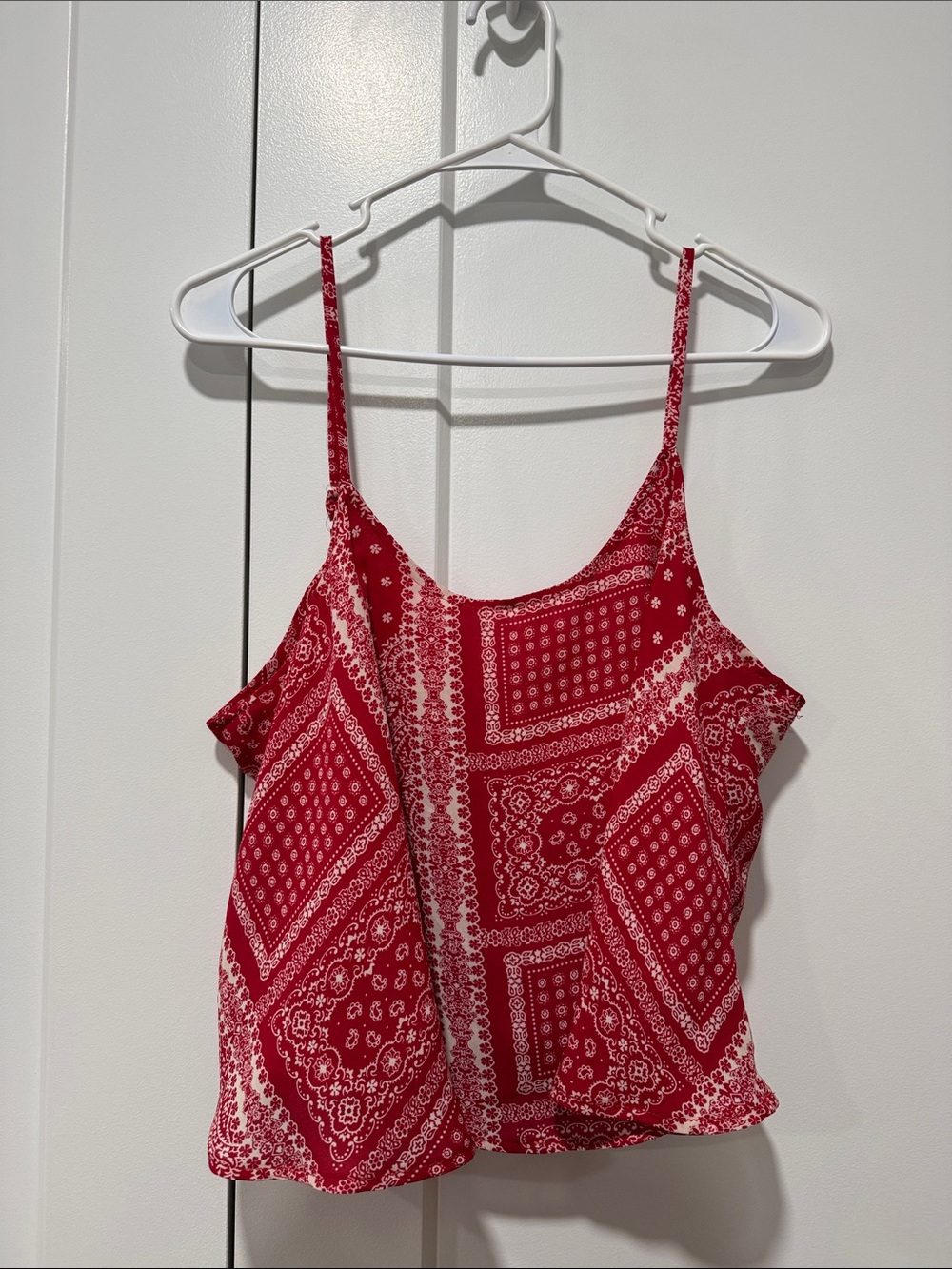 Red Bandana Print Spaghetti Strap Tank Top